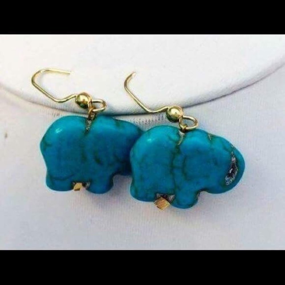 Genuine Turquoise Elephant Earrings